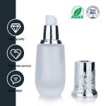45ml White Glass Frosted Cylindrical Bottle With Silver Lid For Cosmetic Glass