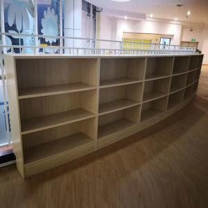 China Office Cupboard Storage File Cabinet Curved Wooden Bookcase For Library factory