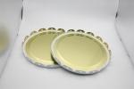 Round Shaped Pail Cover Clear Gold White Color Straight Curling Edges Design