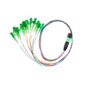 China 5m G652D Ribbon Patch Cord MPO To LC APC 12 Fiber Single Mode 0.9mm Pigtail factory