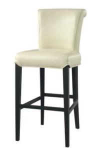 China High back white pu upholstery beech wood frame wooden barstool/counter stool factory