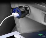 Black Universal USB Car Charger With LED Display For GPS 12 Months Warranty
