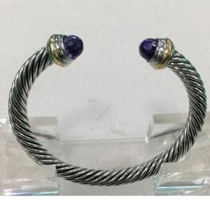 China (B-11) Wholesale Fashion jewelry Cable Classic Bracelet with Amethyst and Gold For Women factory
