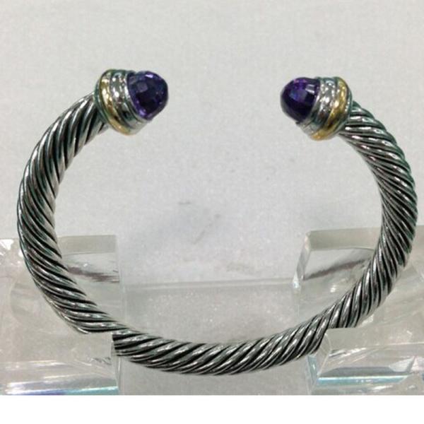 (B-11) Wholesale Fashion jewelry Cable Classic Bracelet with Amethyst and Gold