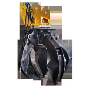 China Multifunctional Excavator Rotation Orange Peel Grapple 4/5/6 Tines Grab Clamp factory