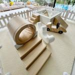 Indoor Kids Soft Play Equipment Commercial Golden And White Kids Party Center