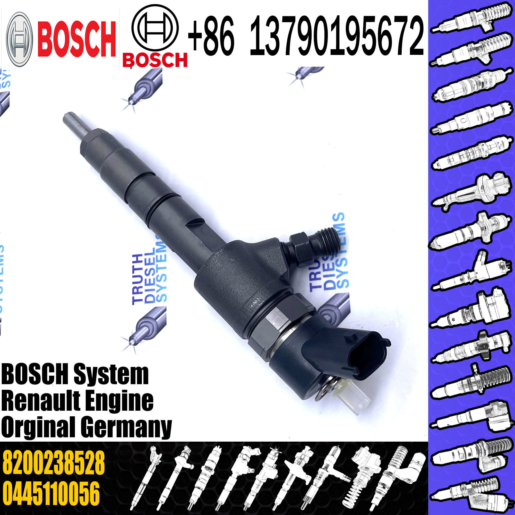 New Bosch Diesel Injector Fuel Common Rail 0445110250 0445120060 5263321 1703934