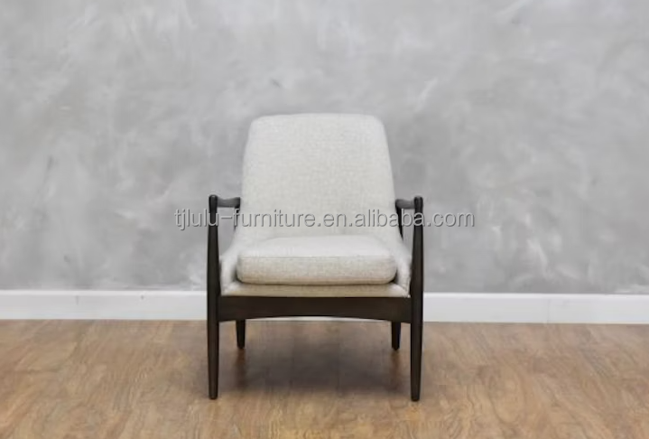 Single Living Room Furniture Wooden Upholstered Sofa Chair with Fabric and Foam Cushion on Wooden Frame