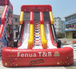 China PVC Tarpaulin Beetles Girl Inflatable Water Slides Double Lanes With Pool factory