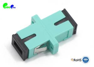 China Multimode OM3 SC Simplex 50 / 125μm Fiber Optic Adapter With Full Flange Aqua Plastic Body factory