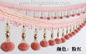 China Machine producing OEM wholesale beautiful trimmings beaded pom pom fringes factory