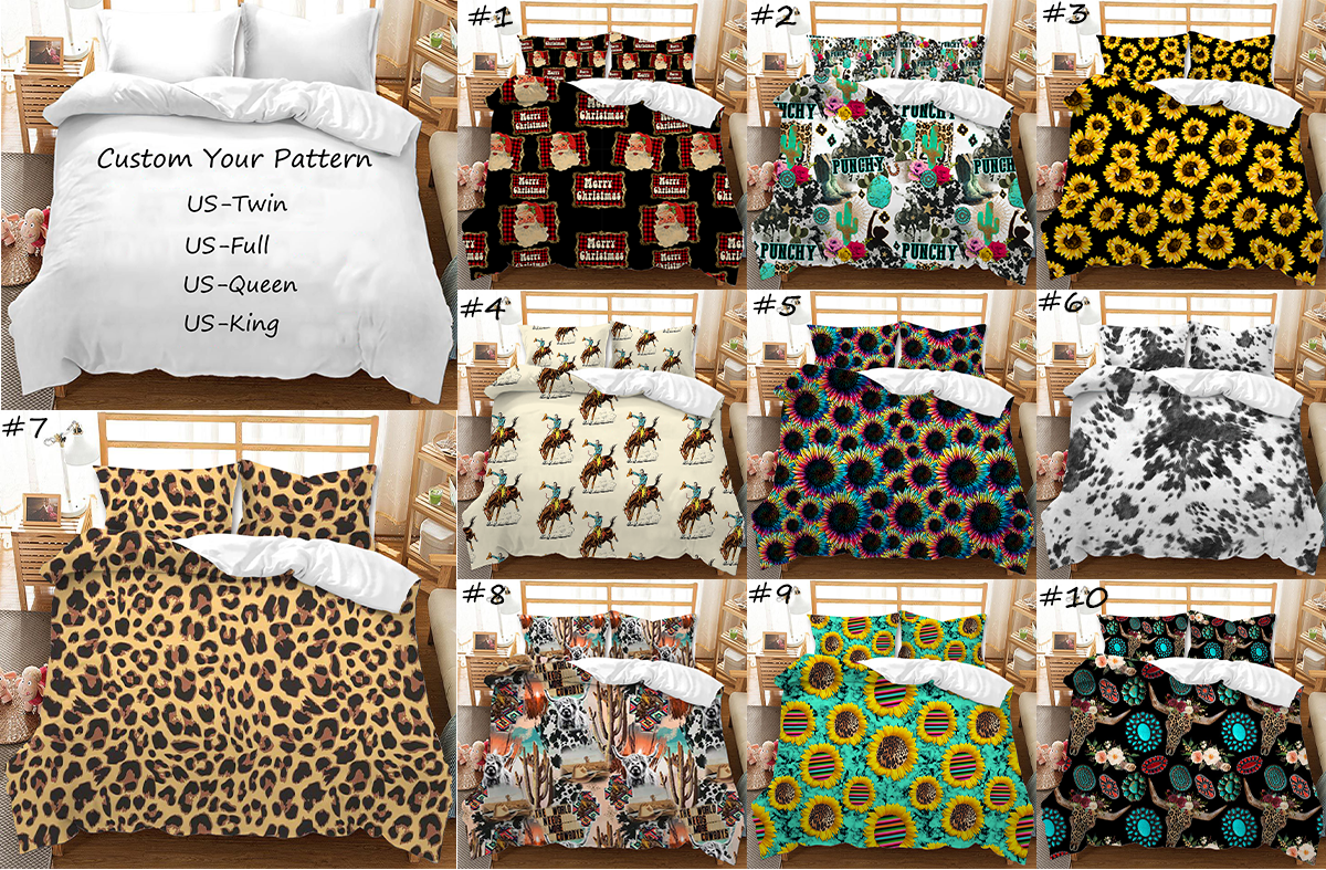 Personalized Sunflower Leopard Print Duvet Sheet Cover Set for Non-Disposable Bedding