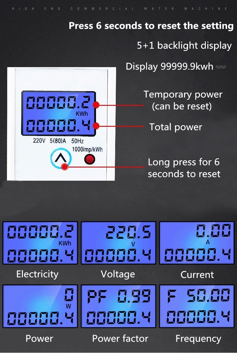 CN36SD AC Single Phase Household/Rental room Watt meter