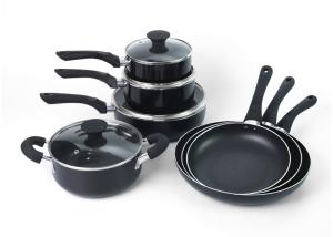 China Induction Bottom 5pcs Anodised Alu 4.5mm Colored Pots And Pans factory