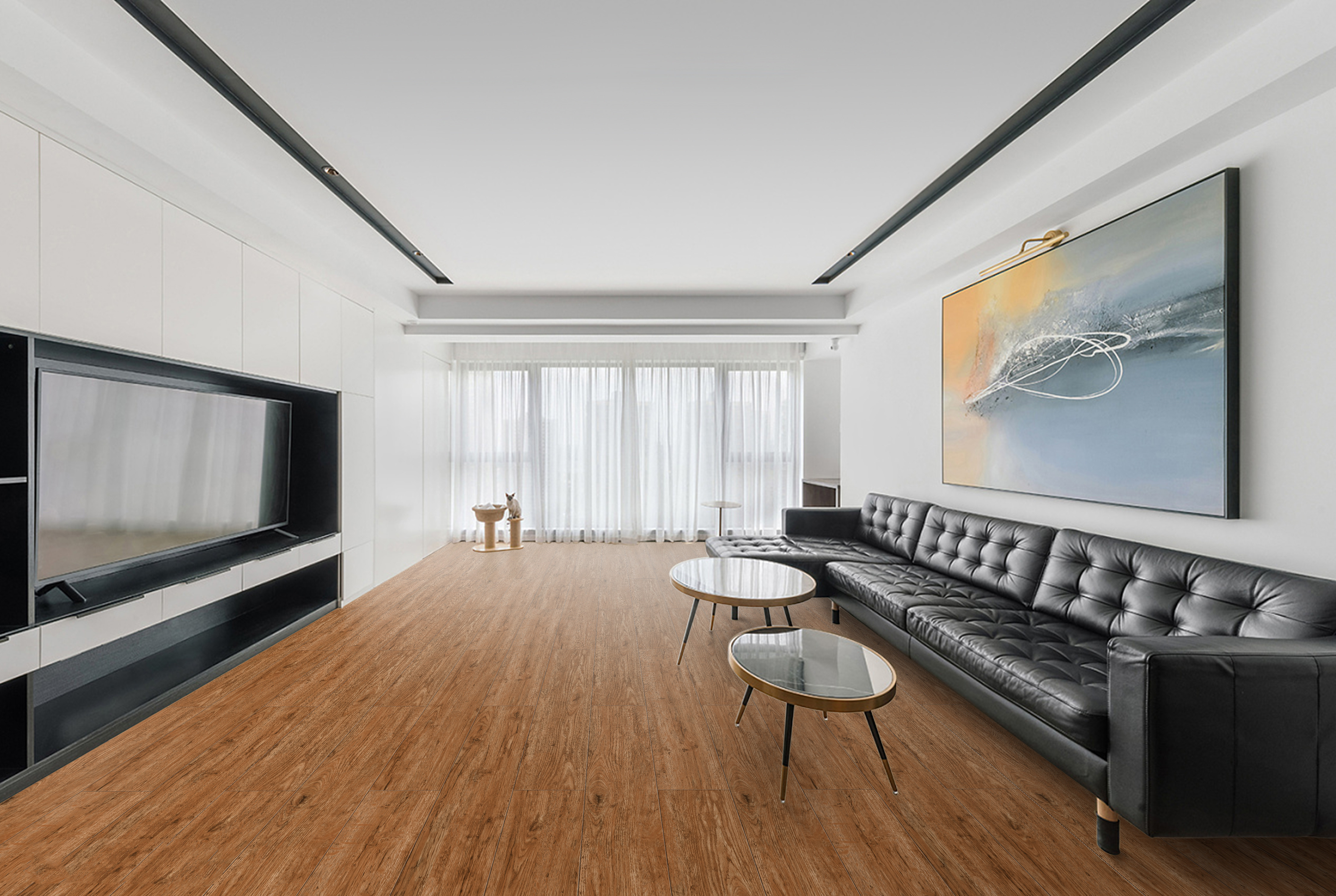 183mm Wood Plastic Composite Vinyl Flooring Thermal Insulation Yellow Oak GKBM DP-W82262
