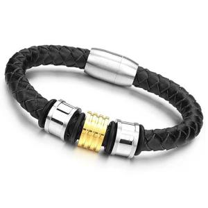 China Tagor Stainless Steel Jewelry Super Fashion Silicone Leather Bracelet Bangle TYSR032 factory