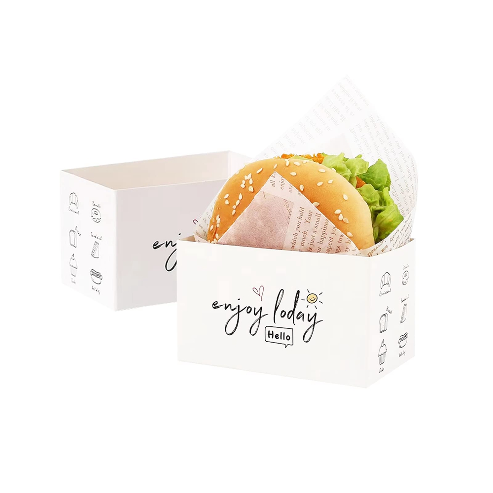 Food Grade White Paper Bakery Dessert Sandwich Hamburg Box for Eco-Friendly Packaging