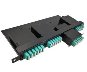 China 144 Cores 19&quot; 1U MTP Fiber MPO Patch Panel With 4pcs OM3 MTP-LC Cassettes factory