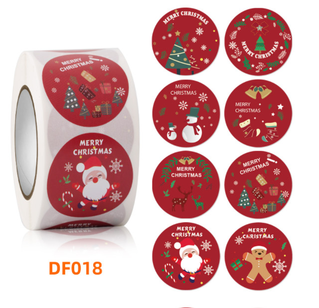 CMYK Sticky Label Roll Santa Claus Reindeer Merry Christmas Vinyl Decals