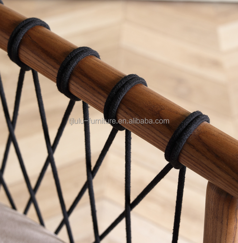 Mail Packing Y Nordic Lounge Wood Sofa Leisure Chair Woven Rope Solid Wood Chair With Armrest for Hotel
