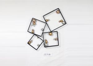 China ZY19164 Metal Wall Art Geometric Circular Abstract Modern Cross 37 Inch Black And Gold Color factory