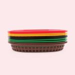Foodservice Plastic Fry Fast Food Basket Bread Baskets Oval-Shaped Tray
