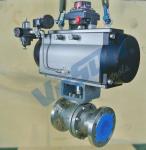Food Grade Sanitary Pneumatic On Off Valve / Stainless Steel Actuated Ball