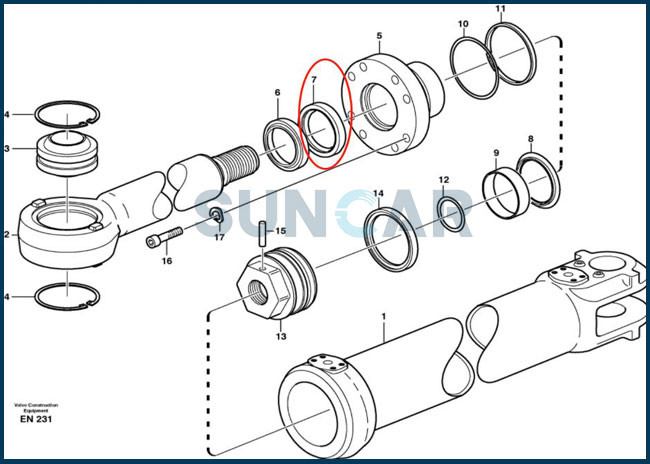 VOE4784045 VOE 4784045 4784045 Piston Rod Seal For Cylinder SUNCARSUNCARVOLVO L150D L110E