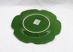 Ceramic Green Cabbage Leaf Plates Customized Size Dolomite For Dinner