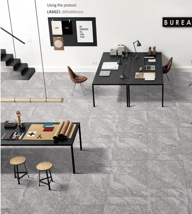 Water-Proof Terrazzo Tile And White Interior Wall 60x60cm Porcelain Full Body Tiles For Office Decoration