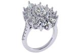 1.5ct 49pcs Classic Halo Diamond Engagement Ring White Gold Color Plated ODM
