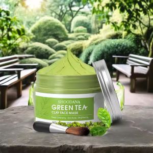 China Vegan Organic Green Tea Clay Mask Deep Cleansing Clay Mud Mask with Vitamin C Face Nose Neck Acne Control Mineral Ingredient on sale