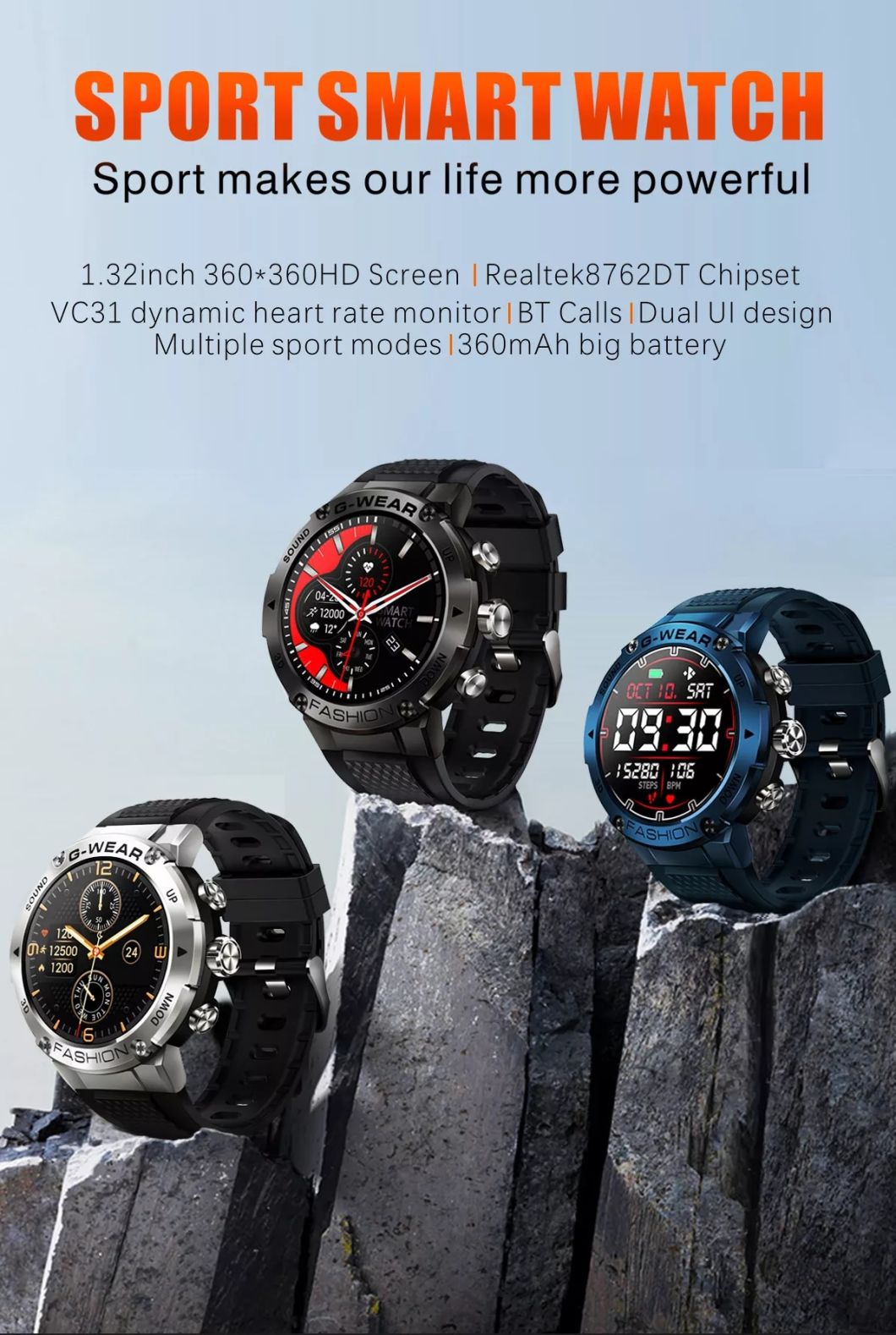 Mutiple Functon Heart Rate Blood Pressure Blood Oxgen Tracking for Men Women K28 Sports Smartwatch