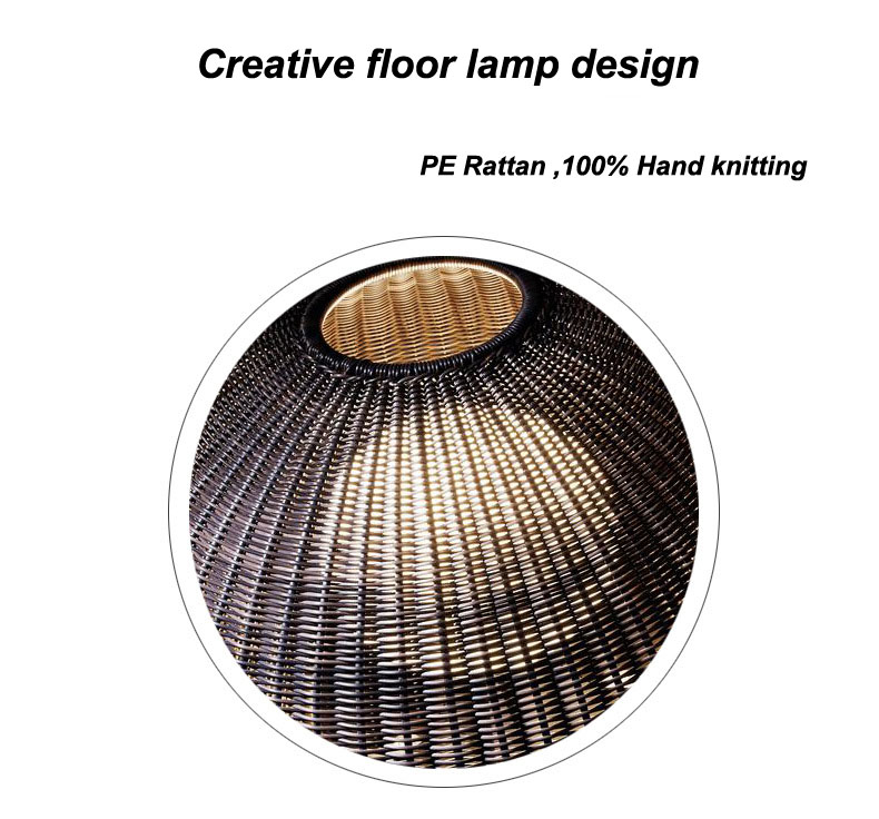 Modern Outdoor Rattan Floor Lamp IP44 Waterproof For Hotel Decoration