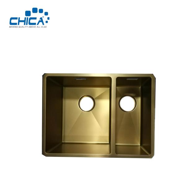 Gold Color Kitchen Sink Double Bowl Topmount Kitchen Sink Stainless Steel