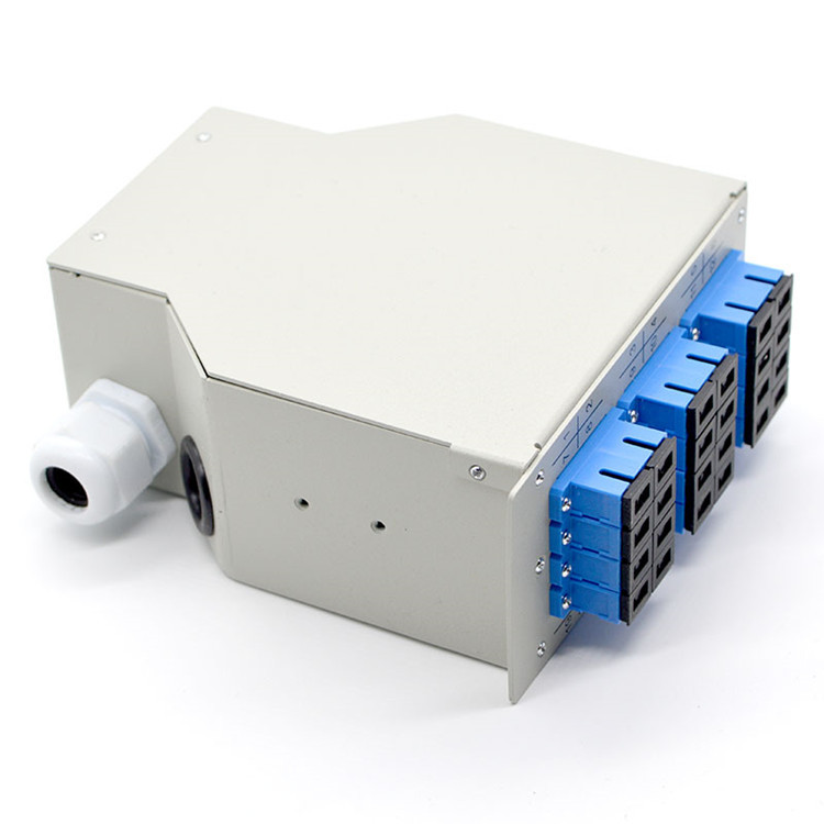 24fibers Din-Rail Fiber Optic Termination Box Cold-Roll Steel 12 Ports Sc Duplex