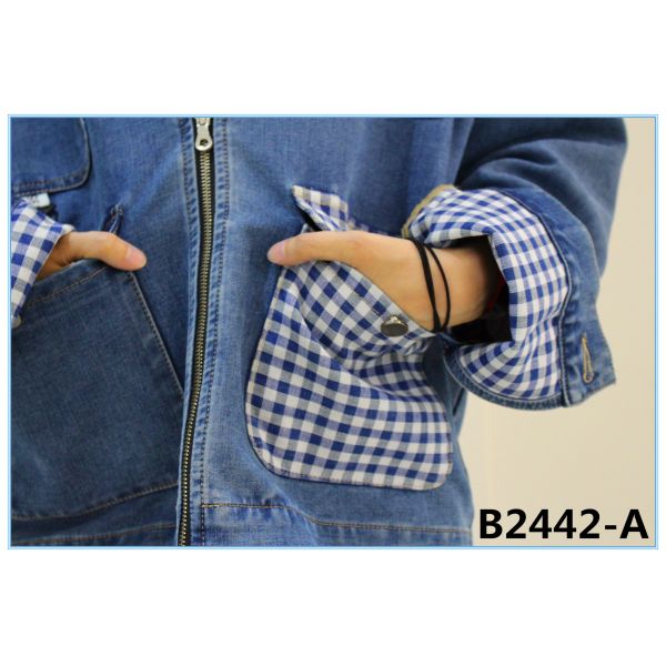 403gsm Lattice Double Layer Dobby Denim Fabric Denim Jacket Material