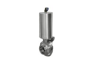 China Pneumatic Actuated Sanitary Ss Butterfly Valve , Butt - Weld Air Actuated Butterfly Valve factory