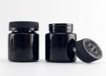 Black Color 75cc Medicine Pill Bottles Round Shape With Childproof Cap