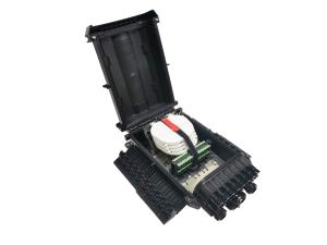 China IP68 16Ports Fiber Cable Joint Box , Black PP Fiber Optic Enclosures Outdoor factory