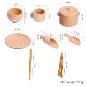China Tableware 8.9cm Wooden Miniature Kitchen Set Wooden Cooking Set Toy factory