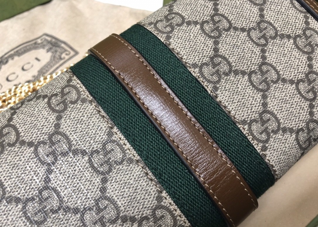 Brown Leather 1961 Series Elegant Chain Bag With Classic Double G Letters
