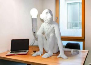 China White / Black Monkey Shape Resin 310mm*310mm E27 Night Table Lamps factory