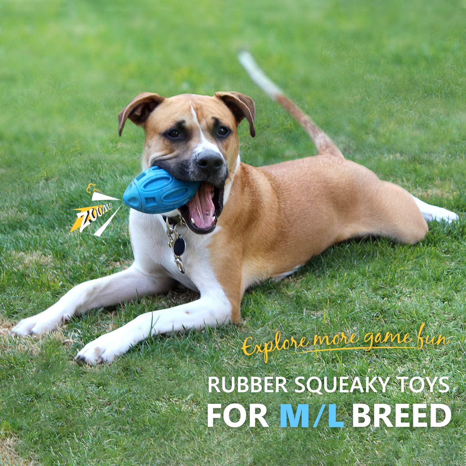 Dog Toy BallTough Squeaky Interactive Pet Toy Aggressive Chewers Made of Natural Rubber