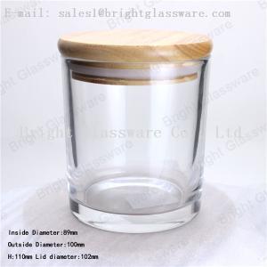 China glass container with bamboo wooden lid factory