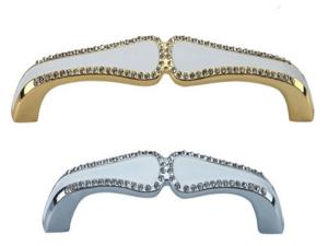 China Gold Plated Crystal Door Pulls Gorgeous 96mm Chrome With Shiing Crystal Dresser Knobs factory