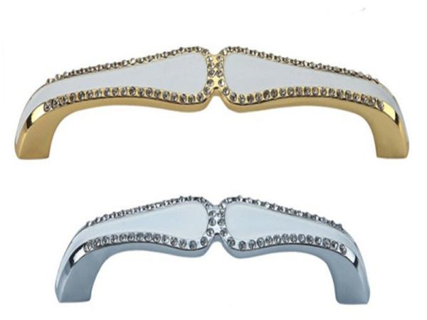 Gold Plated Crystal Door Pulls Gorgeous 96mm Chrome With Shiing Crystal Dresser