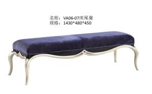 China Custom made European design Long bench furniture by Fabric upholstered with Sliver painting legs factory