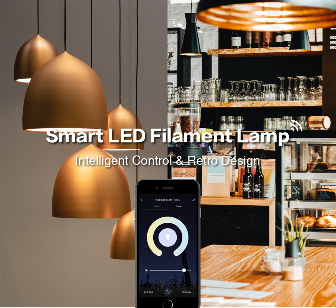 Amber Glass Body LED Light Bulb Alexa Voice Control, 5.5W A60 Smart Wi-Fi LED Filament Bulb
