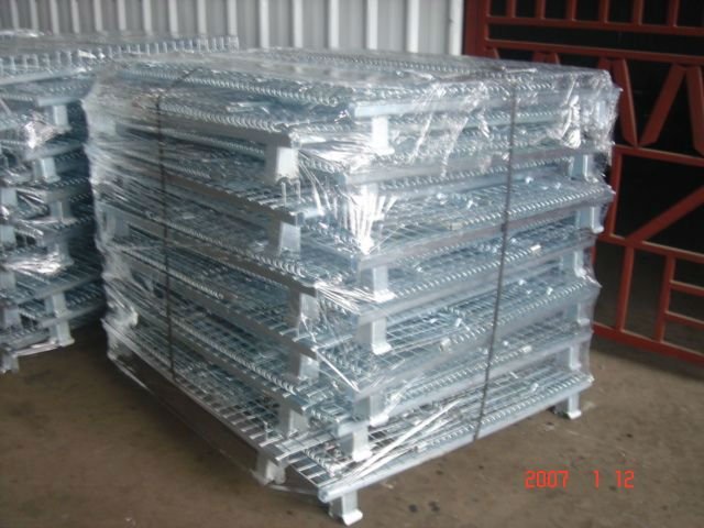 Stackable Pallet Rack Wire Decking Foldable Warehouse Storage Fit For Wheel